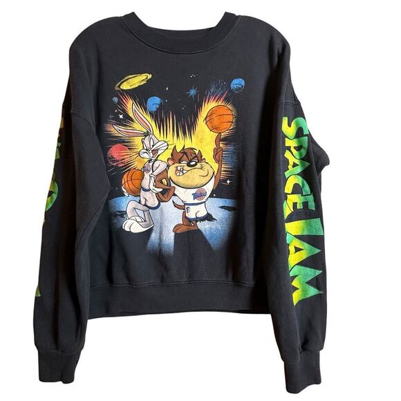 Vtg 90’s SpaceJam Warner Brothers Sweatshirt Men Unisex Women Size L Black‎ - Picture 6 of 16